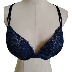 Victoria's Secret Dream Angels Teal & Foil Pushup Bra Size 38C